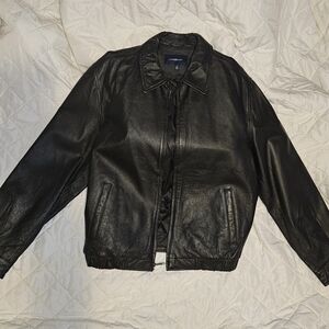 Croft & Barrow Leather Bomber Jacket in Black